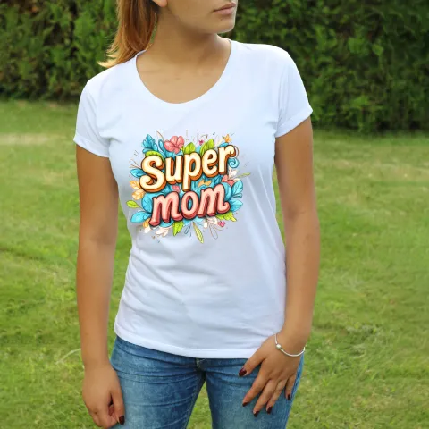 Дамска тениска принт Super Mom Floral