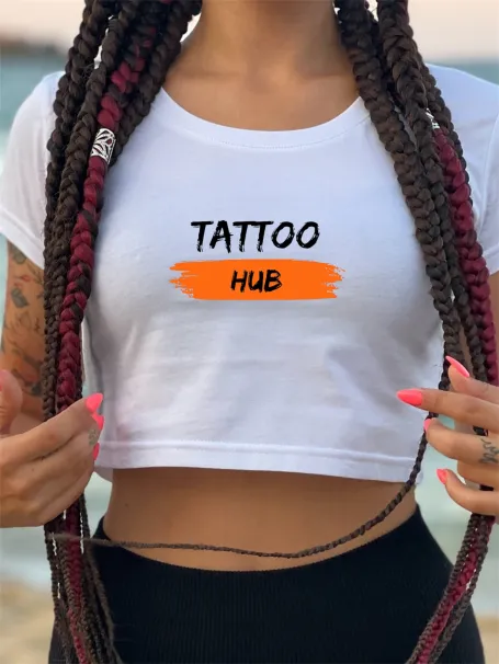 Crop top - Tattoo hub - white