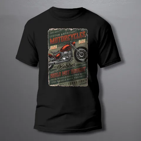 мъжка тениска Bobber Motorcycles Build not Bought