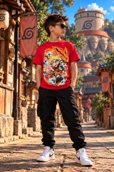 Червена детска тениска Naruto