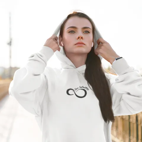 Дамски суичър принт Live Infinity бял