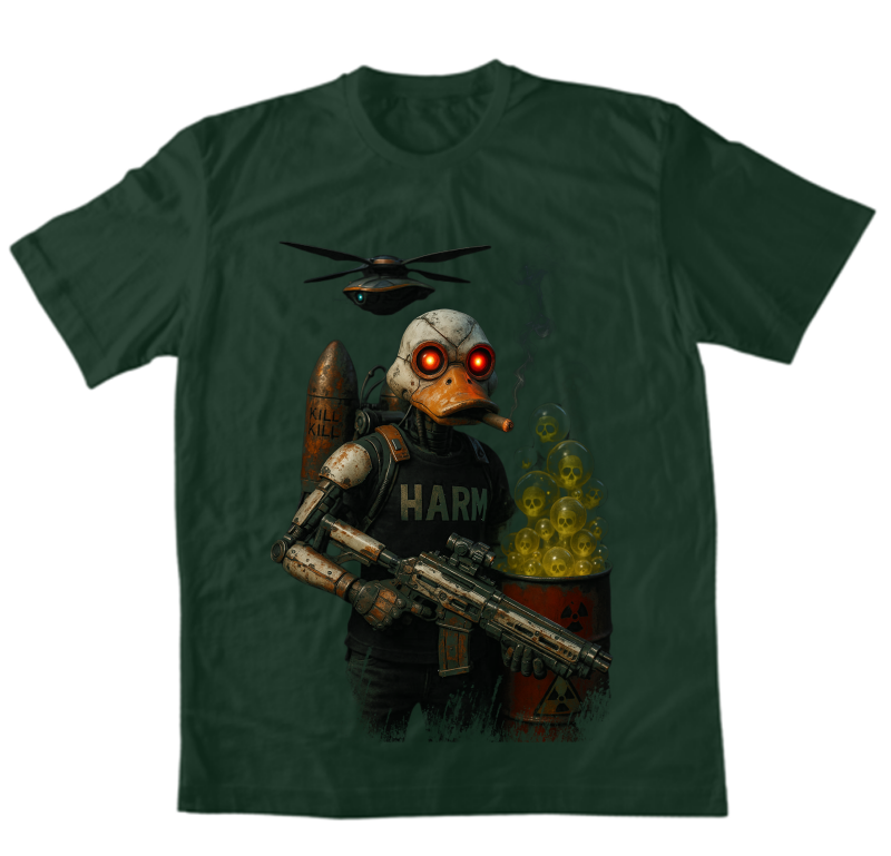 Duckminator dark green tee