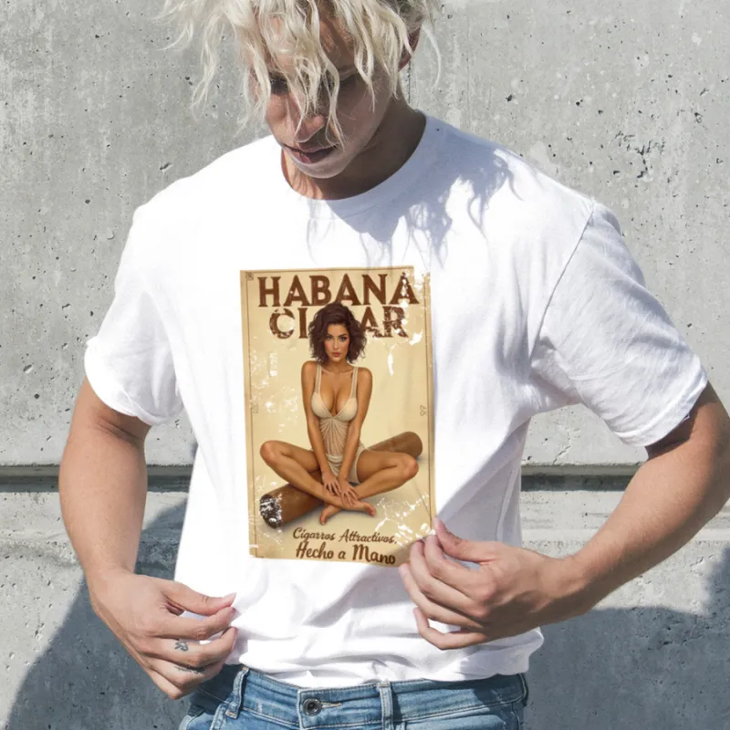 Habana Cigar Vintage Poster beige on white