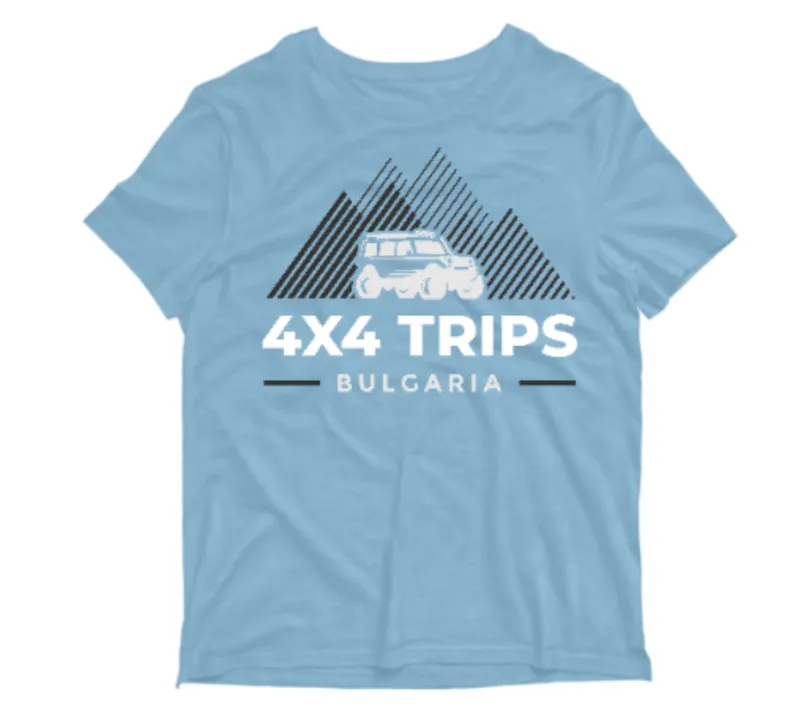 Светлосиния детска тениска "4x4 trips bulgaria"