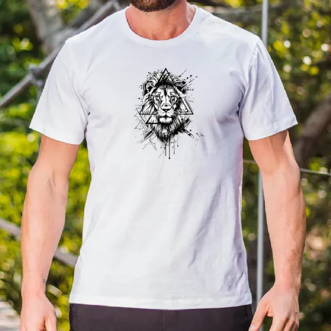 Мъжка тениска принт Majestic Lion бяла