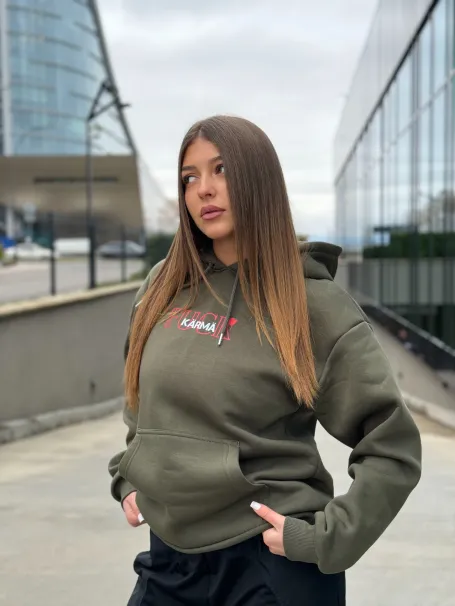 Oversize Hoodie - No Time For Toxic People - Olive Green