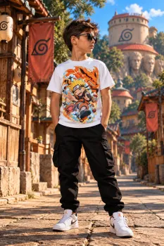 Бяла детска тениска Naruto