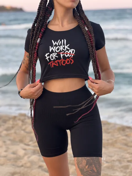 Crop top - Will work for tattoos - Black