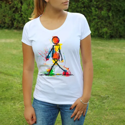 Дамска тениска принт Walking Stick Figure