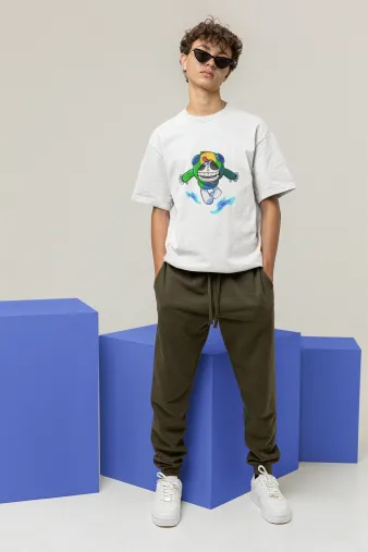 Oversized Бяла Мъжка Тениска Leon