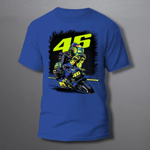 Мото тениска 46 Rossi Monster синя - мъжка