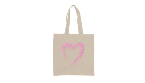 Памучна чанта Pink Heart натурална