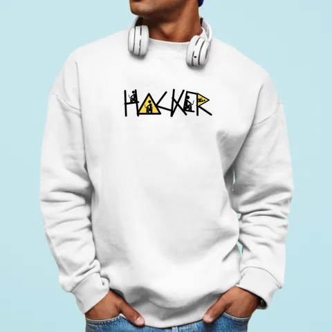 Мъжка блуза принт HACKER бяла