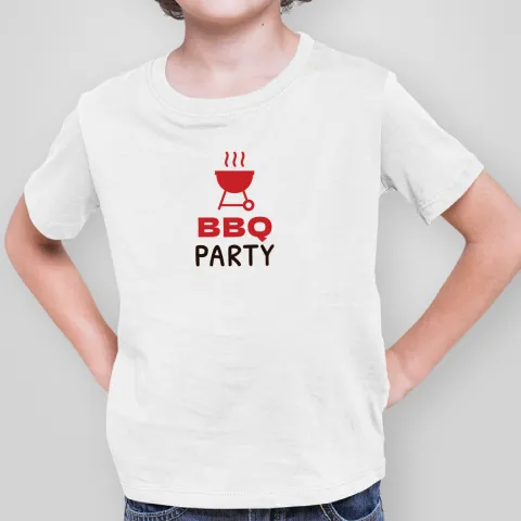 Детска тениска принт BBQ Party бяла