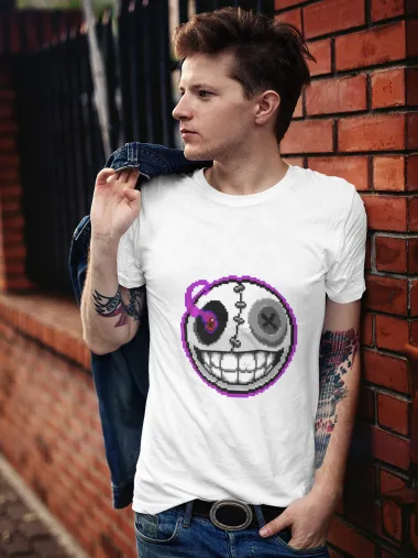 Бяла Мъжка Тениска VoodooHeadsTv