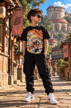Черна детска тениска Naruto