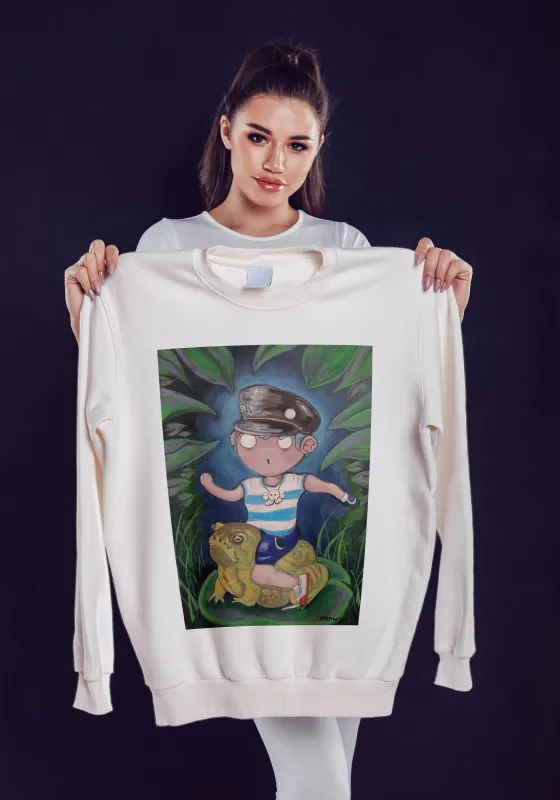 jungle rider white crewneck