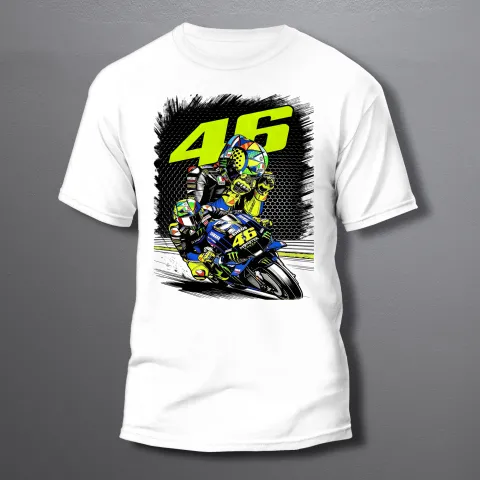 Мото тениска 46 Rossi Monster бяла - мъжка