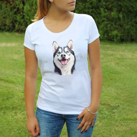 Дамска тениска принт Husky