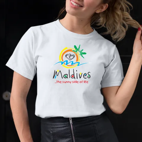 Дамска тениска принт щампа Maldives бяла