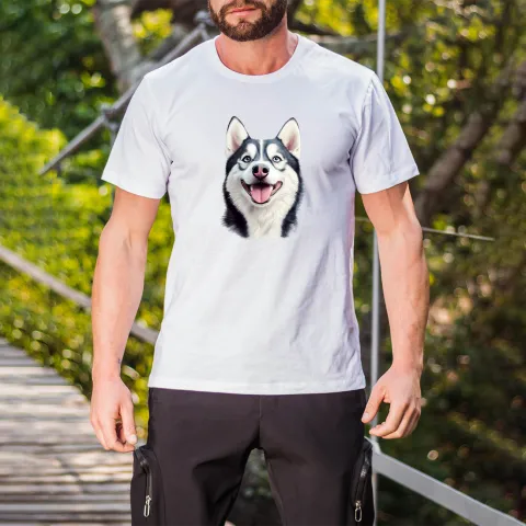Мъжка тениска принт Husky