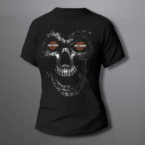 дамска тениска Harley-Davidson skull black