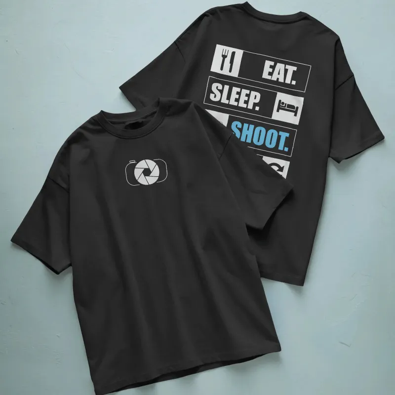 Унисекс Oversize тениска "Eat. Sleep. Shoot. Repeat."