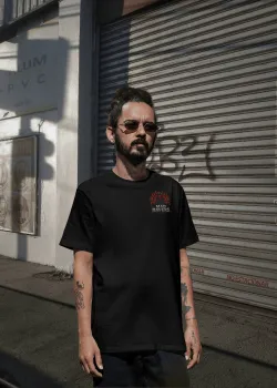 MadRavers Unisex Heavy Oversize Tee I Page Logo - Black