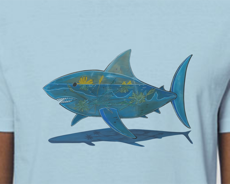 Delicate Shark tee sky blue