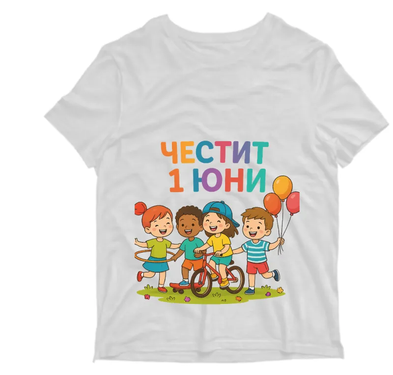 „Честит 1 юни“ – Весела детска тениска с щампа
