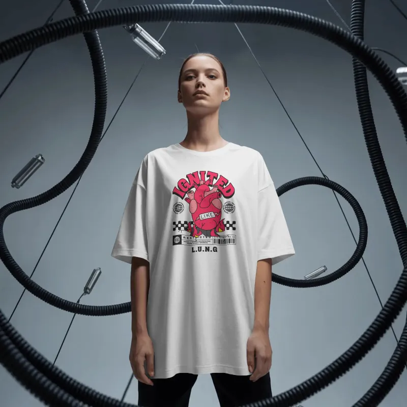 Унисекс Oversize тениска "Ignited Like L.U.N.G."