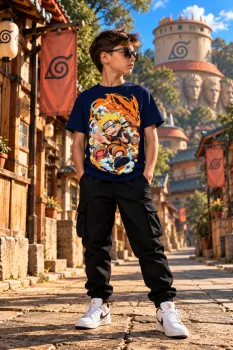Тъмно синя детска тениска Naruto