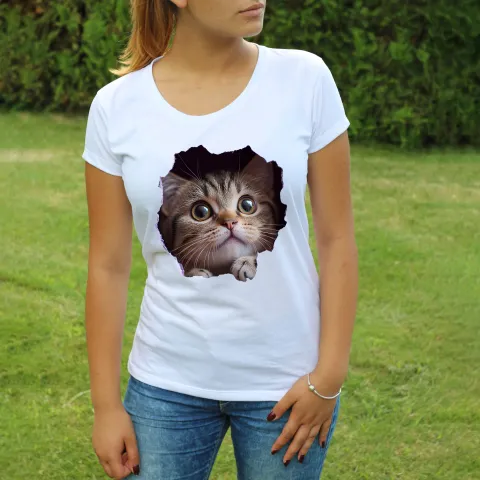 Дамска тениска принт Cat