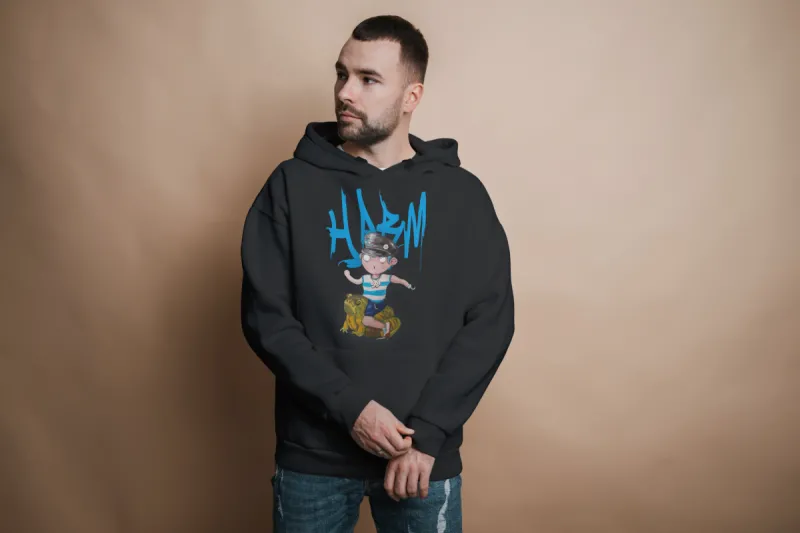 Blue pirat black hoodie