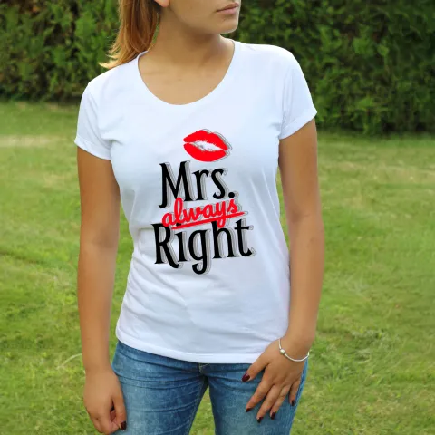 Дамска тениска принт Mrs Right