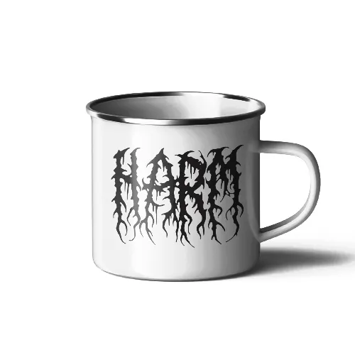 Black metal tin mug