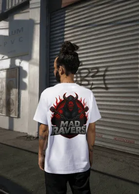 MadRavers Unisex Heavy Oversize Tee I Page Logo - White