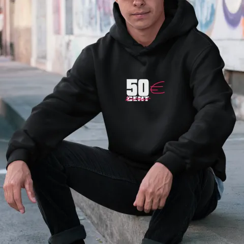 Мъжки суичър принт 50 Cent Euro черен