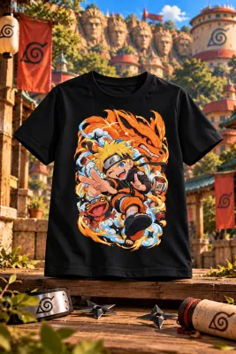 Черна детска тениска Naruto
