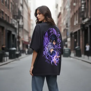 Унисекс овърсайз тениска Purple Lightning