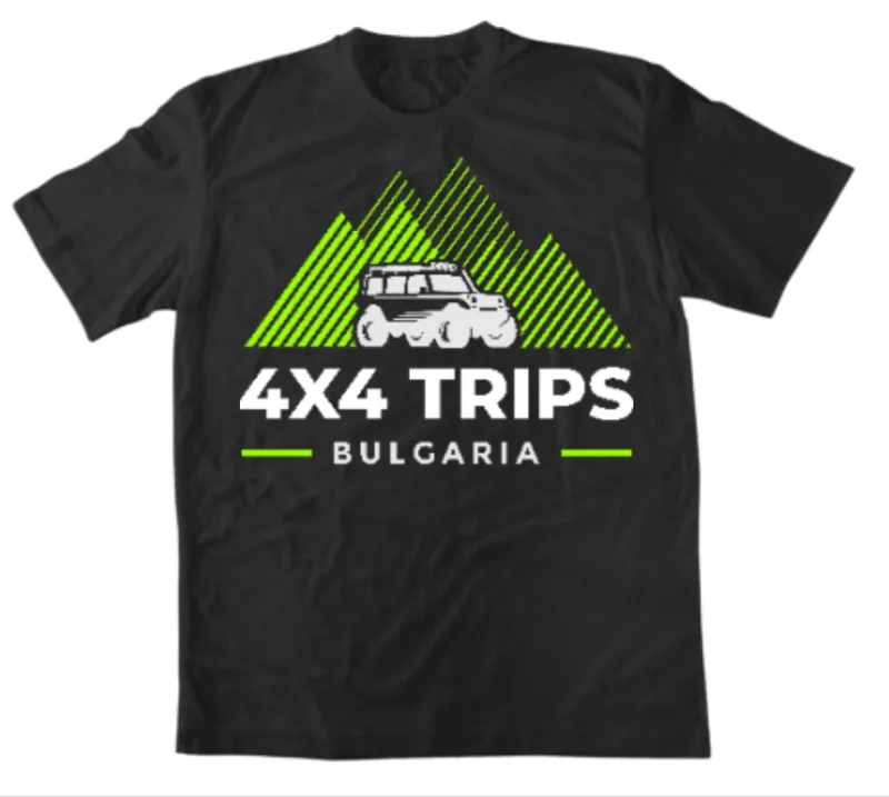 Черна мъжка тениска "4x4 Trips Bulgaria"