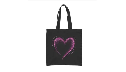 Памучна чанта Pink Heart черна