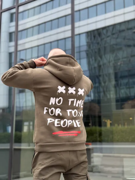 Oversize Hoodie - No Time For Toxic People - Olive Green