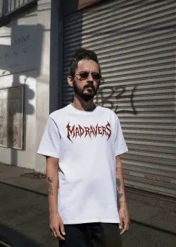 MadRavers Unisex Heavy Oversize Tee I Demon Mouth - White