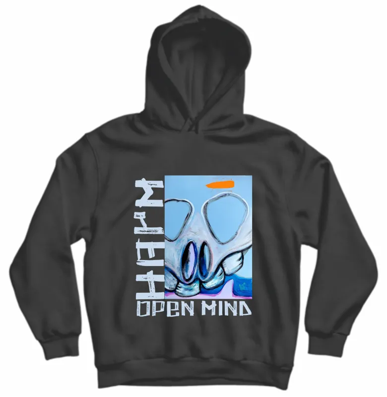 open mind black hoodie