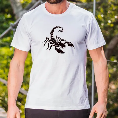 Мъжка тениска принт Scorpion бяла