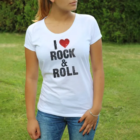 Дамска тениска принт I ♥ ROCK & ROLL