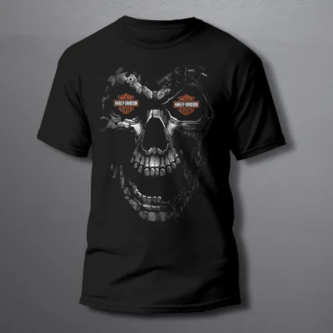 мъжка тениска Harley-Davidson skull black