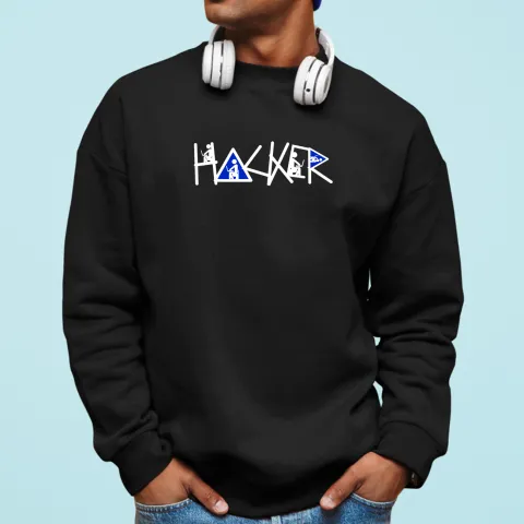 Мъжка блуза принт HACKER черна