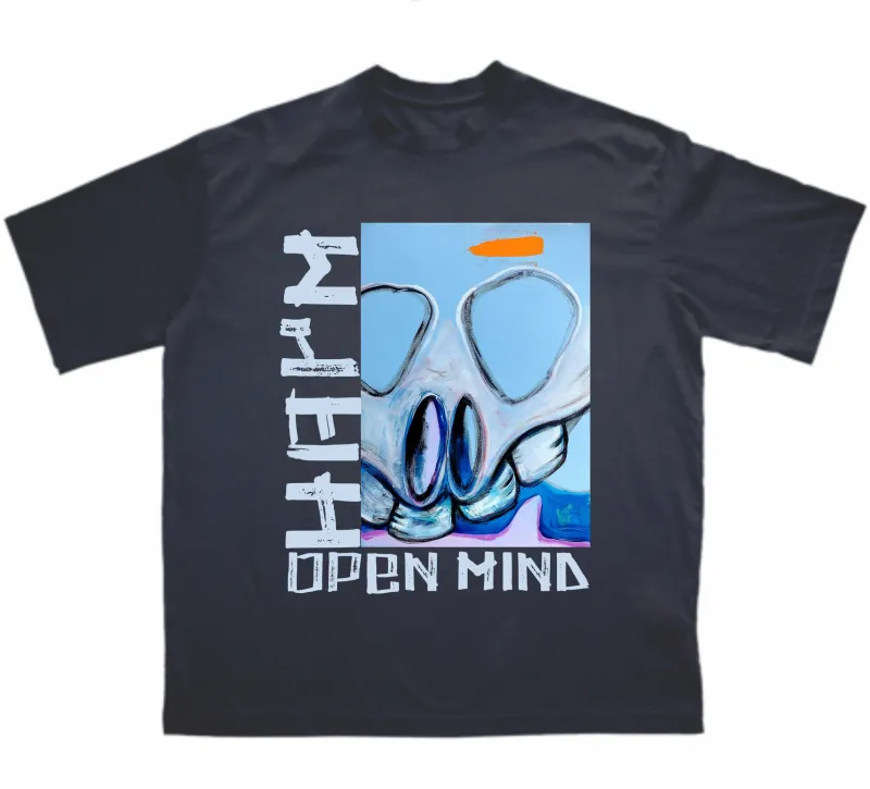 open mind oversized black tee